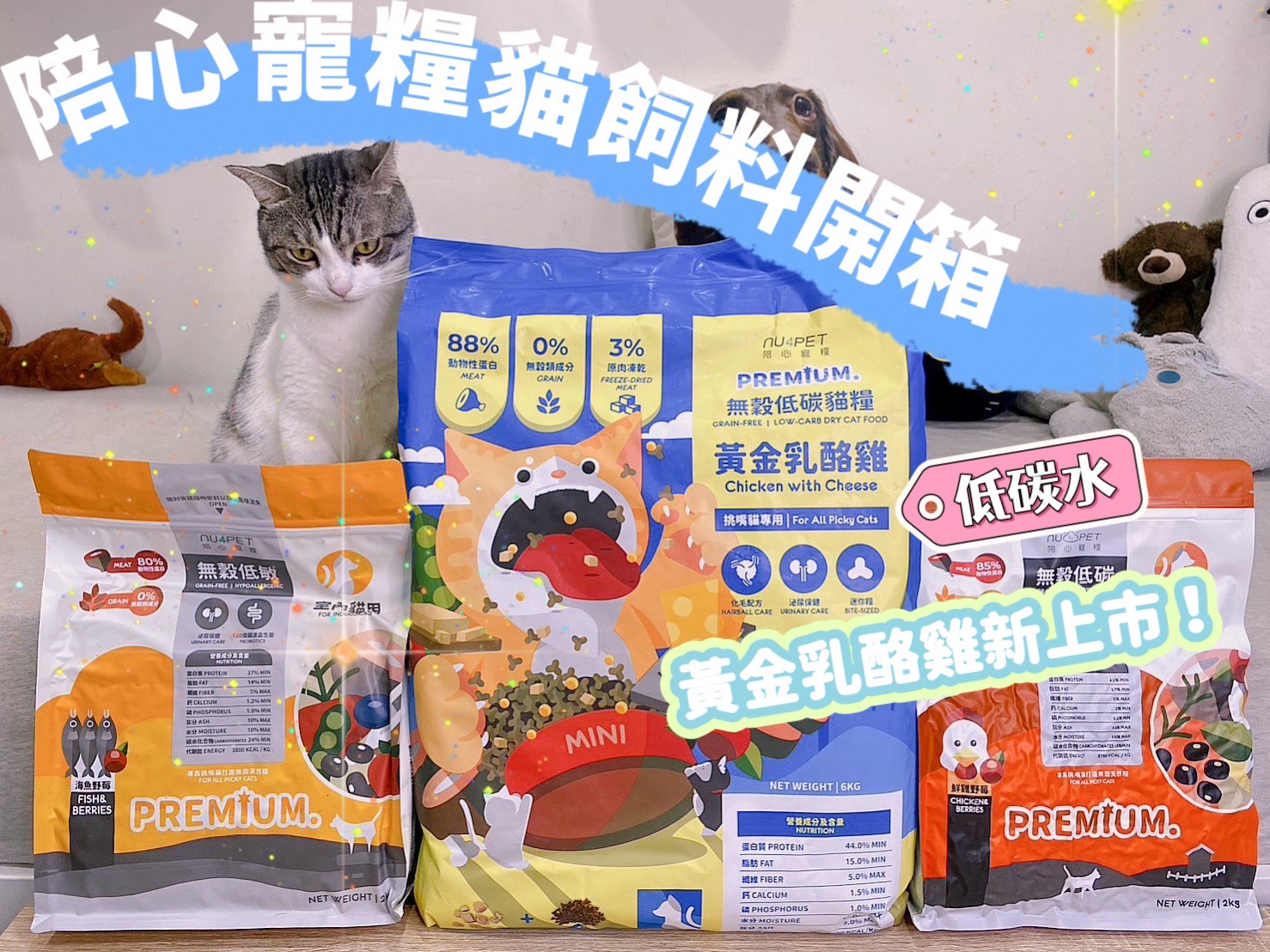 陪心寵糧貓飼料開箱！低碳水且適口性高的貓飼料推薦，還有新上市的黃金乳酪雞口味！